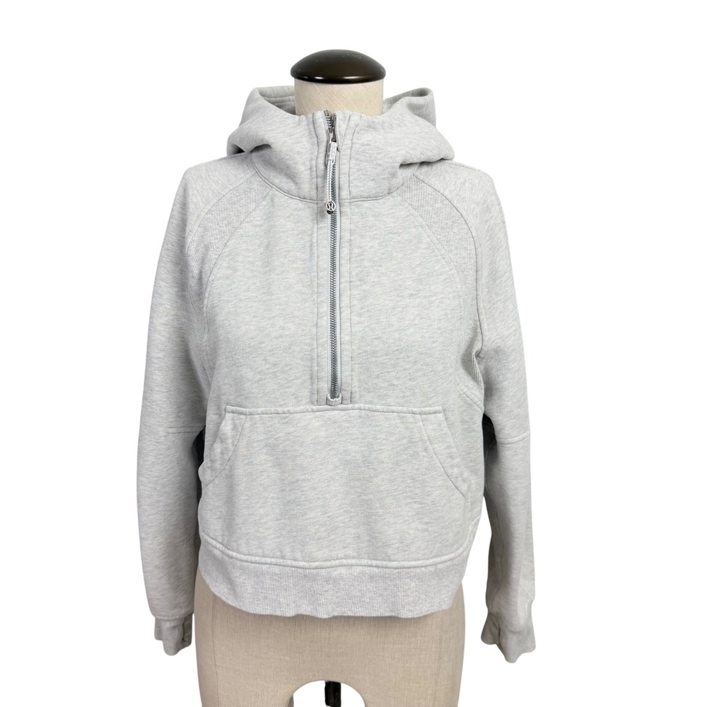Lululemon Scuba Cropped Half Zip Hoodie Heathered Core Ultra Light Grey XS/S